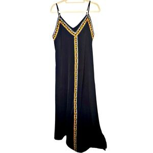 NWT - Boho Chic Black Multi Color Embroidered Maxi Dress
